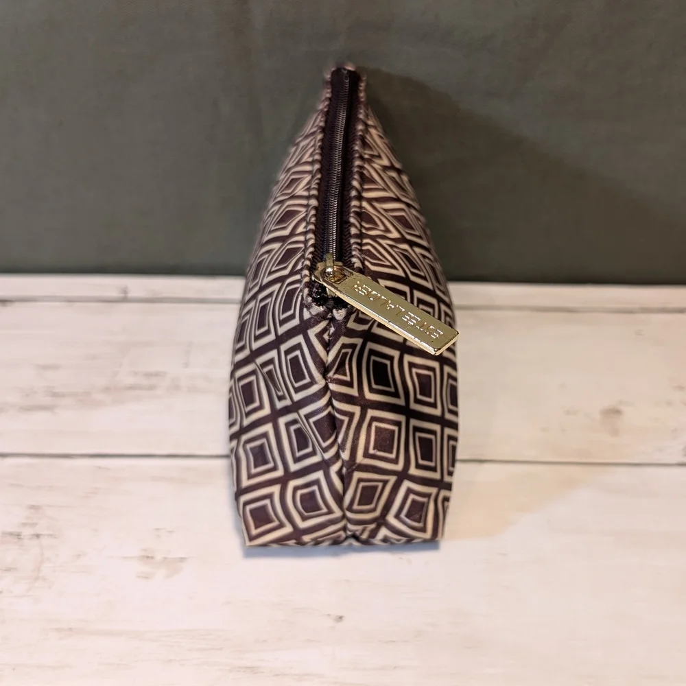 Vintage Estée Lauder Geometric Patterned Cosmetic Bag, Zippered Makeup Pouch - Picture 3 of 11